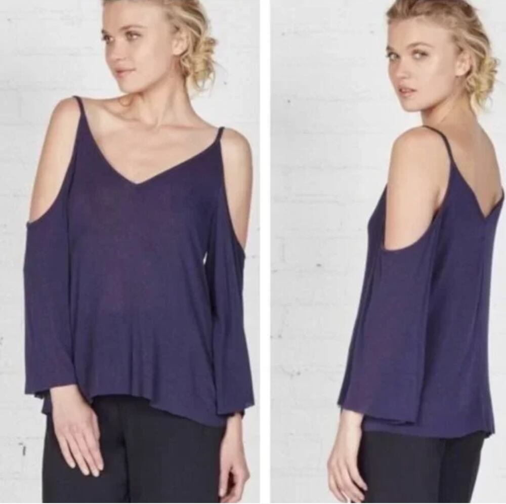 Bailey 44 Cold Shoulder Genie Top Purple Amethyst Bell Sleeves Top Size XS NEW